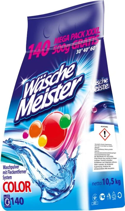 WASCHE MEISTER Color Laundry Detergent Powder 10.5kg (140 washes)