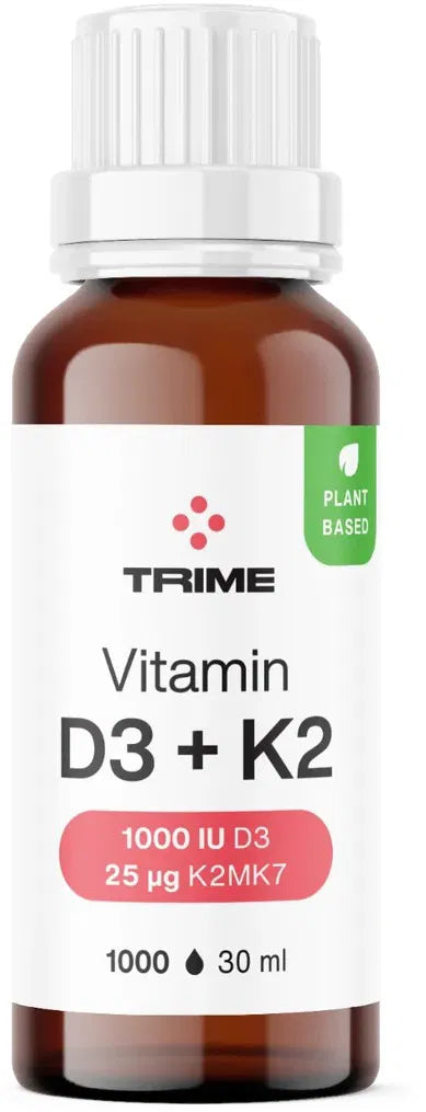 Trime Vitamin D3 & K2, 1000 IU D3, 25µg K2MK7 1000 drops, 30 ml