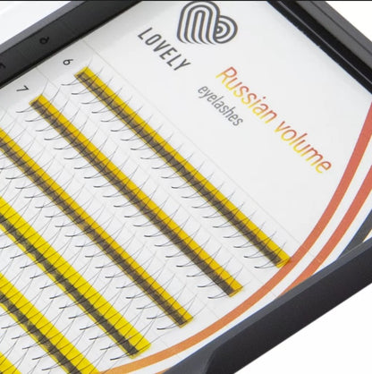LOVELY eyelashes Russian volume 2D, D 0.07 mix 6-12 mm (12 lines)