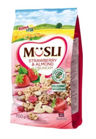 Bonavita Muesli strawberry and almond crunchy whole grain cereal 700g