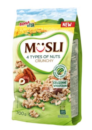 Bonavita Muesli 4 types of nuts crunchy whole grain cereal 700g