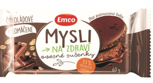 Emco Mysli na Zdraví Chocolate semi-dipped oat biscuits 5 x 60 g