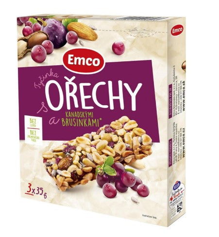 Emco Nut bars nuts and Canadian cranberries 3x35 g