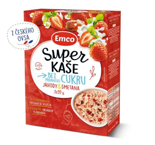 Emco Super porridge strawberries with cream 3x55g