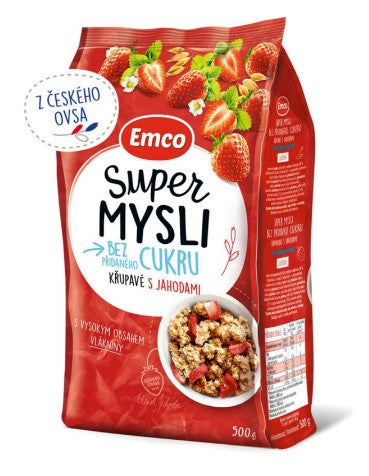 Emco Super Mysli Without sugar crunchy with strawberries 500 g