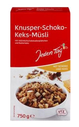 Jeden Tag crunchy chocolate muesli with biscuits 750g