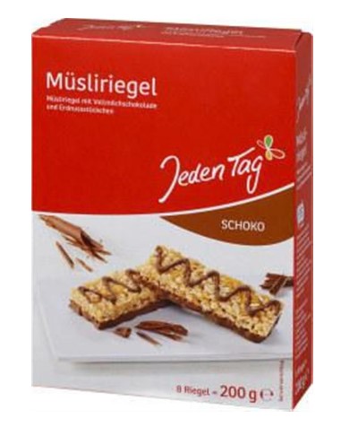 Jeden Tag chocolate muesli bar pack 200g