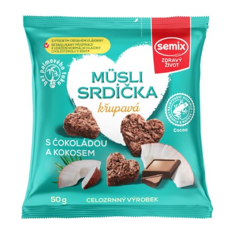 SeMix Muesli crunchy hearts with chocolate and coconut 3 x 50 g