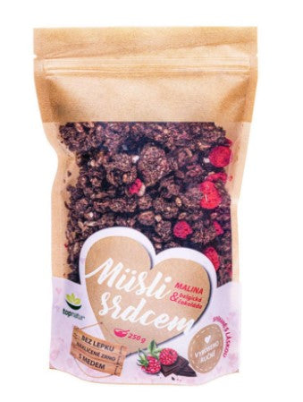 Topnatur Muesli with Belgian chocolate and raspberry heart 250g