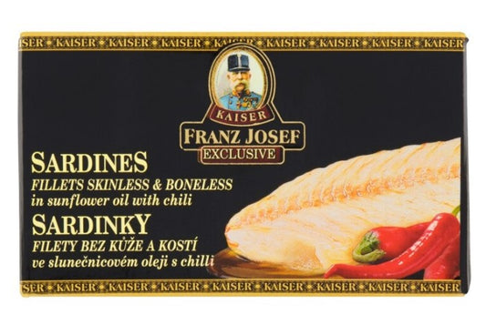 Franz Josef Kaiser Sardines filets in sunflower oil with chili 3 x 63g