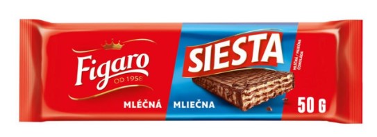 Figaro Siesta Wafer with cocoa filling, milk chocolate 5 x 50 g