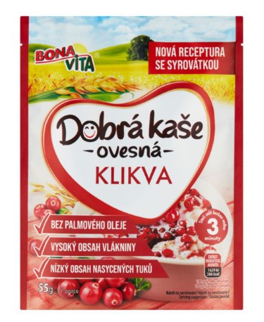 Bona Vita Good Porridge Cranberry Oatmeal 3 x 55g