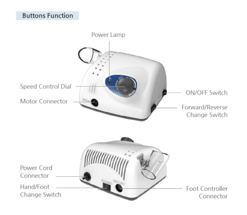 SAESHIN Strong 210/105L Professional Manicure and pedicure nail grinder - 230V AC