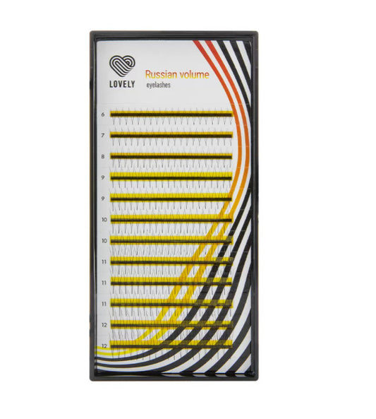 LOVELY eyelashes Russian volume 3D, D 0.10 mix 6-12 mm (12 lines)