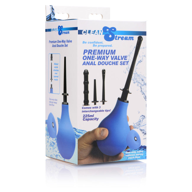 CleanStream Premium One-way Valve Anal Douche Set Blue