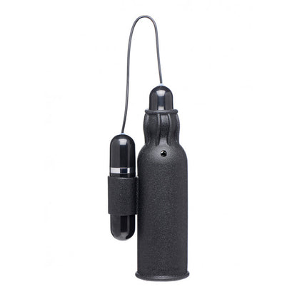 Trinity Vibes Lightning Stroke Silicone Stroker with Vibrating Bullet Black