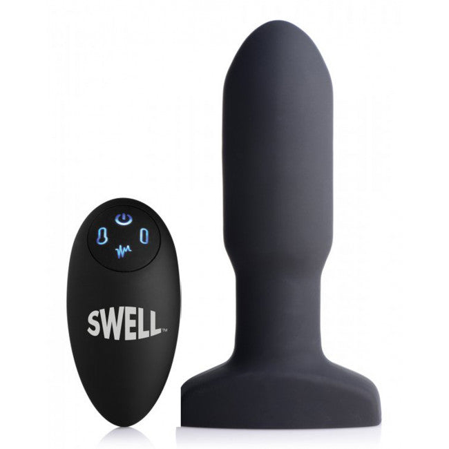 Swell 10x Inflatable and Vibrating Missile Silicone Remote Anal Plug Black