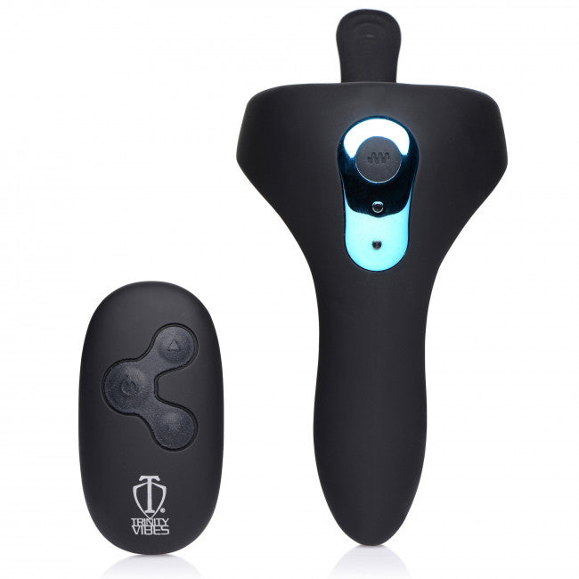 Trinity Vibes Power Taint 7X Silicone Cock and Ball Ring with Remote