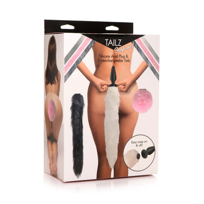 Tailz Snap-On Silicone Anal Plug & 3 Interchangeable Tails
