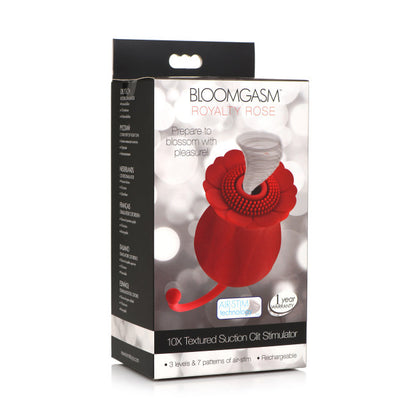 Bloomgasm Royalty Rose Textured Suction Clit Stimulator Red