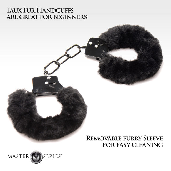 Master Series Cuffed in Fur Furry Handcuffs Black