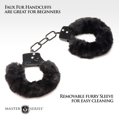 Master Series Cuffed in Fur Furry Handcuffs Black