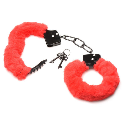 Master Series Cuffed in Fur Furry Handcuffs Red