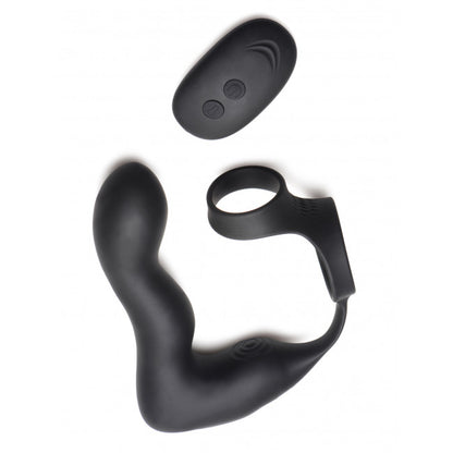 Swell Inflatable & Vibrating Prostate Plug + Cock & Ball Ring Remote Control Black