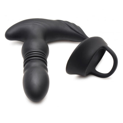Thunderplugs 10X Thrusting Silicone Vibrator with Cock & Ball Strap & Remote Black