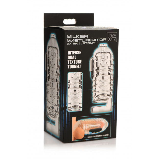 Lovebotz Milker TPE Masturbator with Ball Strap Clear