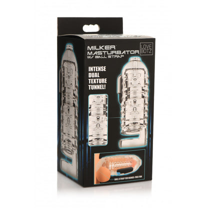 Lovebotz Milker TPE Masturbator with Ball Strap Clear
