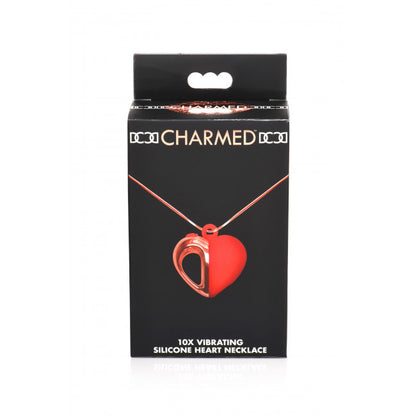 Charmed 10X Vibrating Silicone Heart Necklace Red