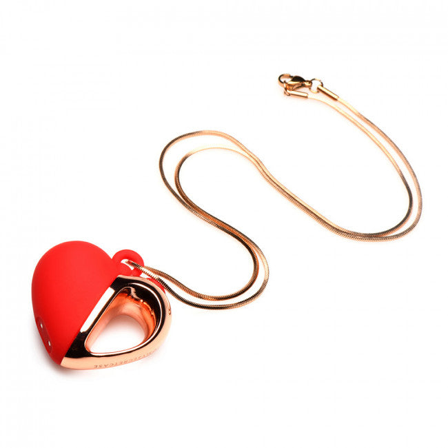 Charmed 10X Vibrating Silicone Heart Necklace Red
