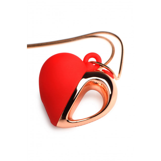 Charmed 10X Vibrating Silicone Heart Necklace Red