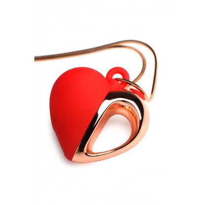 Charmed 10X Vibrating Silicone Heart Necklace Red
