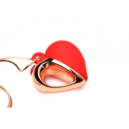 Charmed 10X Vibrating Silicone Heart Necklace Red