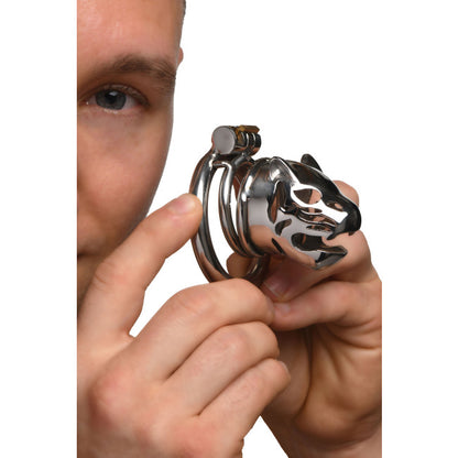 Master Series Caged Cougar Locking Chastity Cage Silver