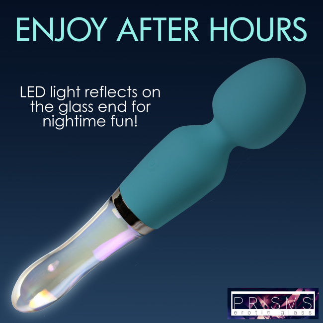 Prisms Vibra-Glass 10X Turquoise Dual Ended Silicone/Glass Wand Teal