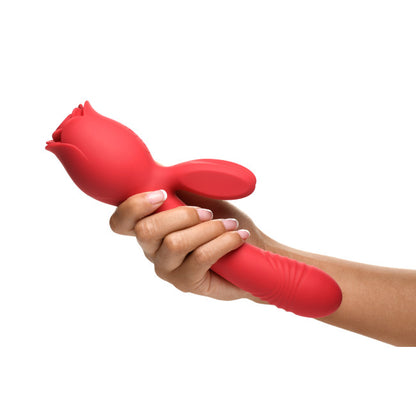 Bloomgasm Blooming Bunny Sucking & Thrusting Silicone Rabbit Vibrator Red