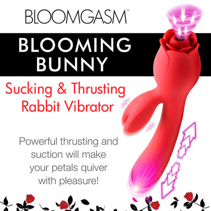Bloomgasm Blooming Bunny Sucking & Thrusting Silicone Rabbit Vibrator Red