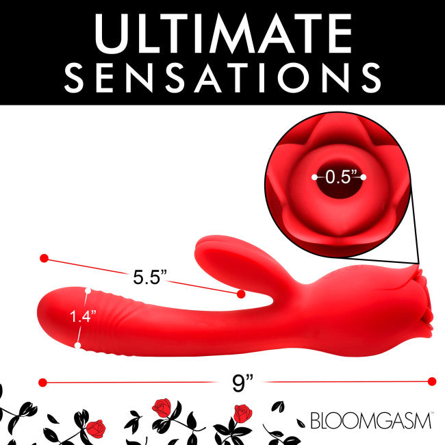 Bloomgasm Blooming Bunny Sucking & Thrusting Silicone Rabbit Vibrator Red