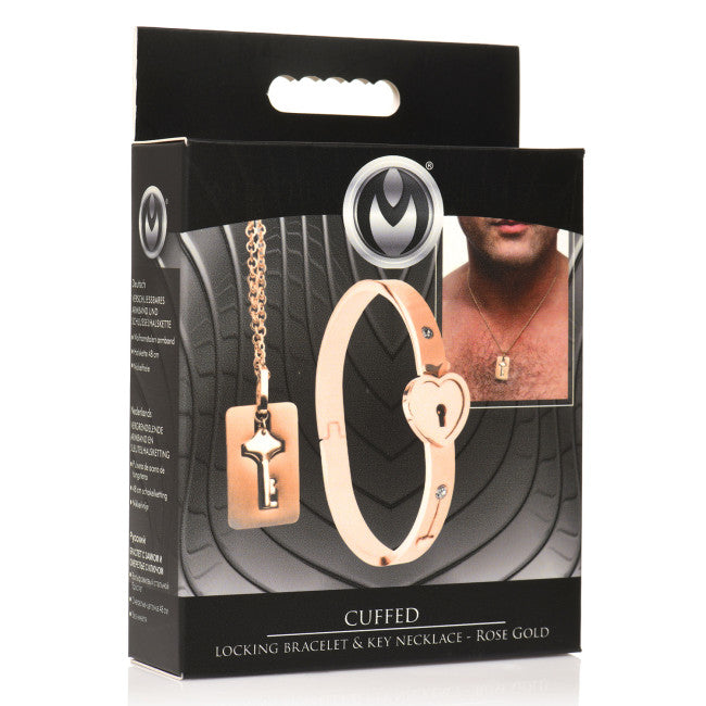 Master Series Cuffed Locking Bracelet & Key Necklace Rose Gold