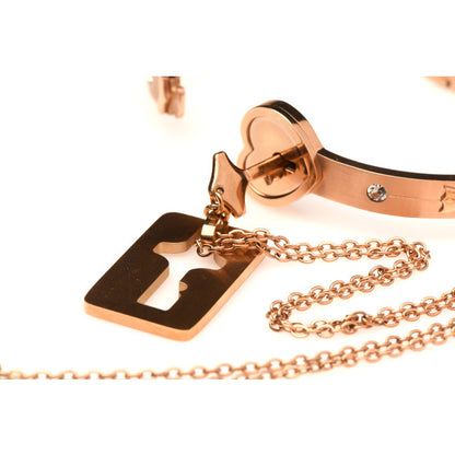 Master Series Cuffed Locking Bracelet & Key Necklace Rose Gold