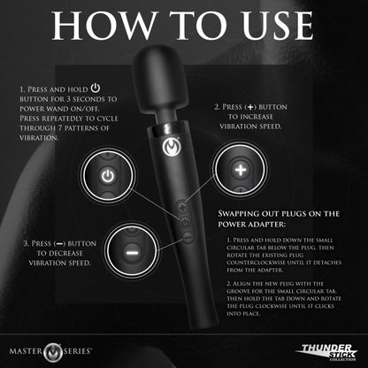 Master Series Thunderstick Pro Wand Massager Black