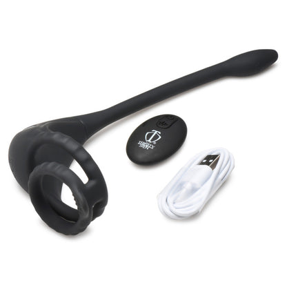 Trinity Men Vibrating C-Ring + Anal Stimulator Black