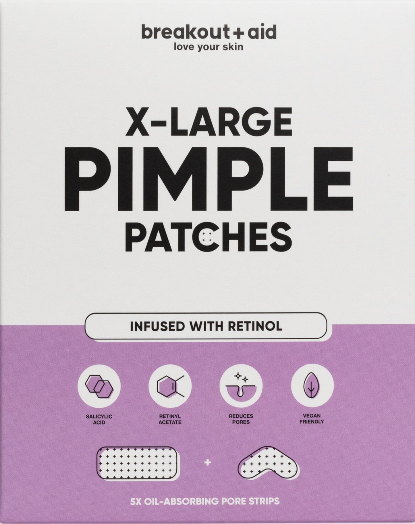 Breakout+aid X-Large Pimple Patches Infused with Retinol 5 pcs