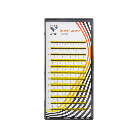 LOVELY eyelashes Russian volume 2D, D 0.07 mix 6-12 mm (12 lines)