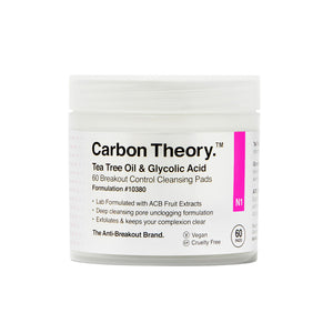 Carbon Theory Tea Tree Oil & Glycolic Acid Breakout Control Cleansing Pads 60 pcs