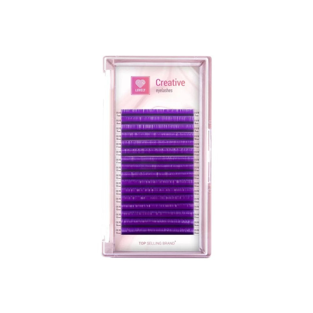 LOVELY artificial eyelashes Creative Purple D 0.07 mix 7-15 mm (16 lines)
