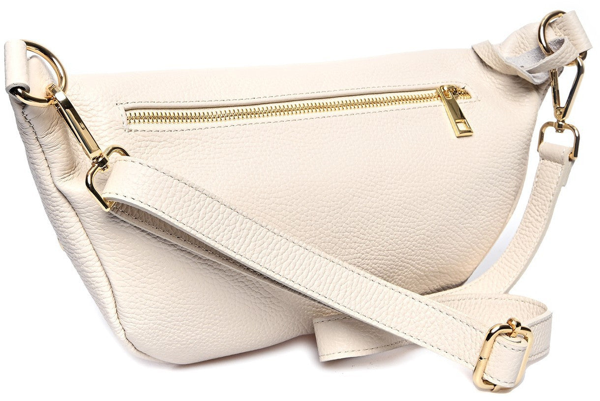 Anna Luchini Women's leather waist bag Beige